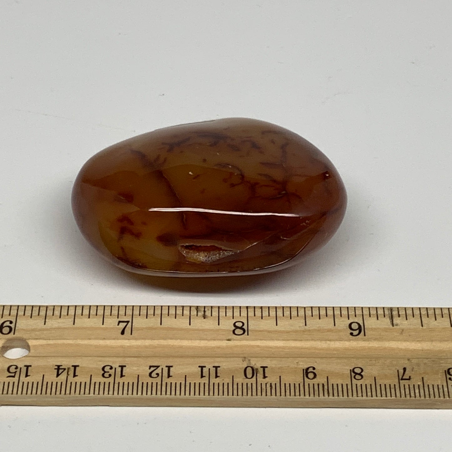 124.5g, 2.5"x2"x1.1", Red Carnelian Palm-Stone Gem Crystal Polished, B28411