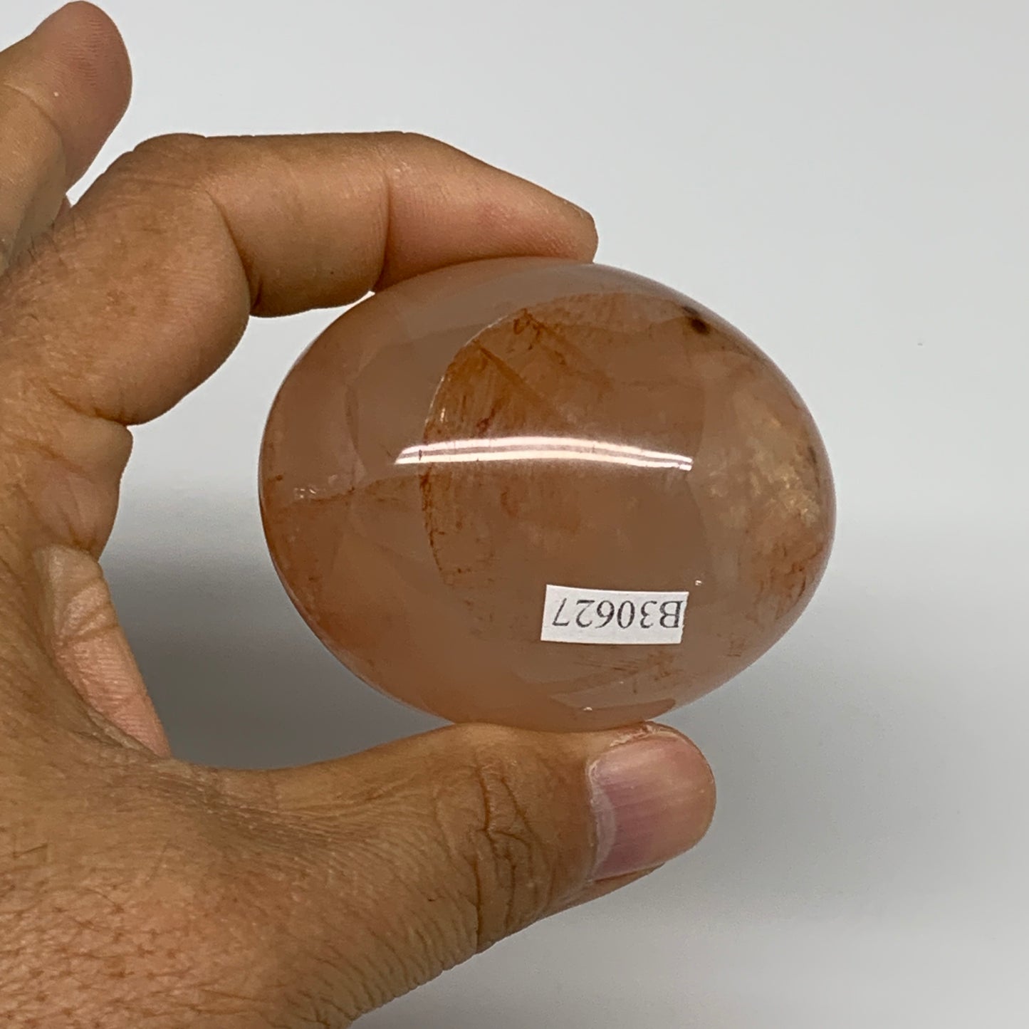 134.2g,2.2"x1.8"x1.5", Red Hematoid Fire Quartz Palm-Stone Crystal Polished, B30