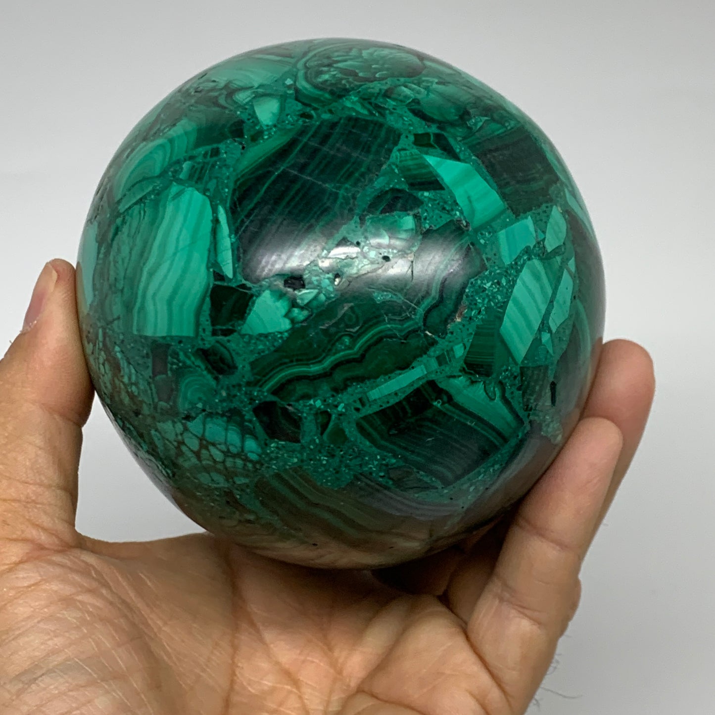 3.86 lbs, 5.2"x3.6", Natural Solid Malachite Egg Polished Gemstone @Congo, B3279