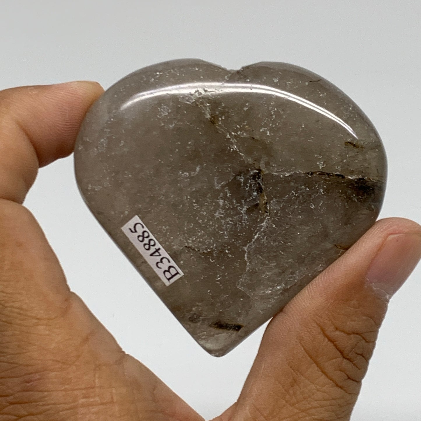 87.4g, 2.2"x2.3"x0.7", Natural Untreated Quartz Heart Crystal Polished, B34885