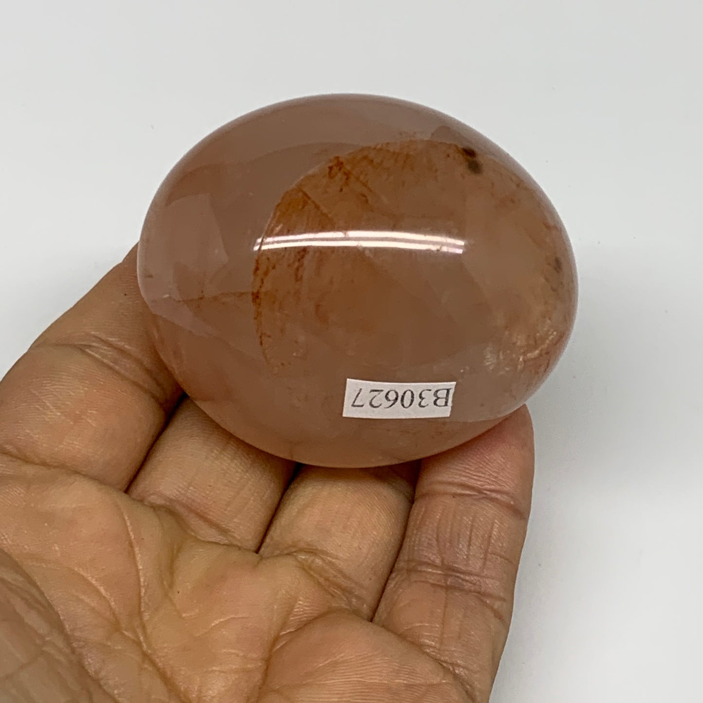 134.2g,2.2"x1.8"x1.5", Red Hematoid Fire Quartz Palm-Stone Crystal Polished, B30