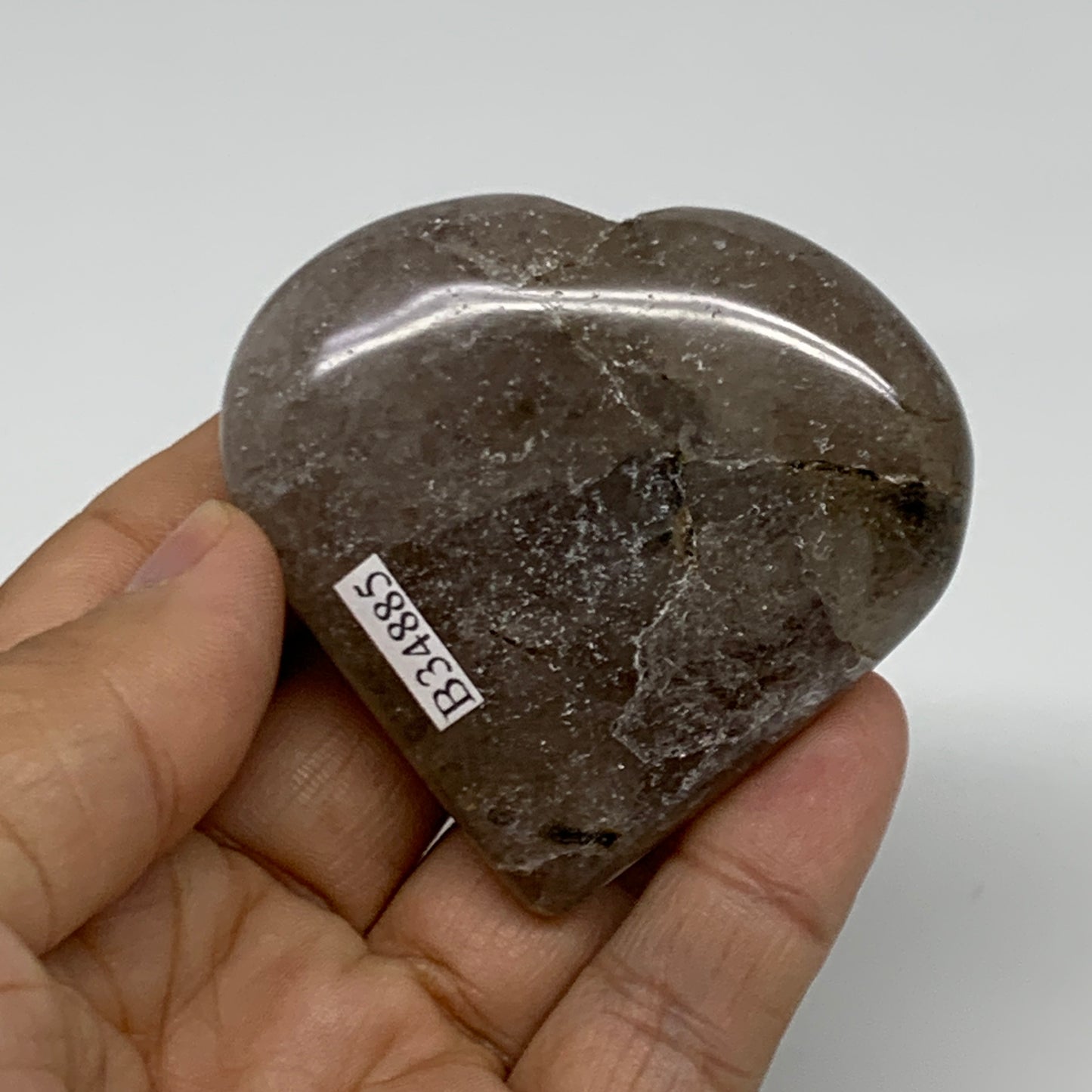 87.4g, 2.2"x2.3"x0.7", Natural Untreated Quartz Heart Crystal Polished, B34885