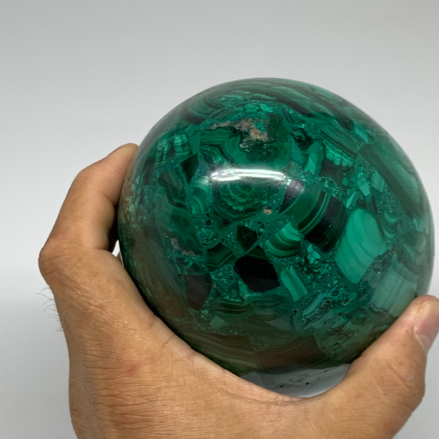 3.86 lbs, 5.2"x3.6", Natural Solid Malachite Egg Polished Gemstone @Congo, B3279