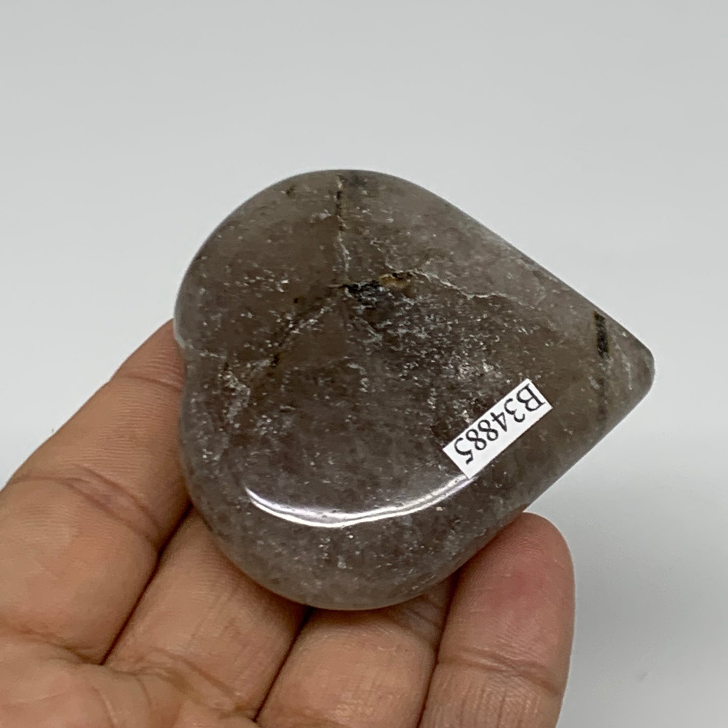 87.4g, 2.2"x2.3"x0.7", Natural Untreated Quartz Heart Crystal Polished, B34885