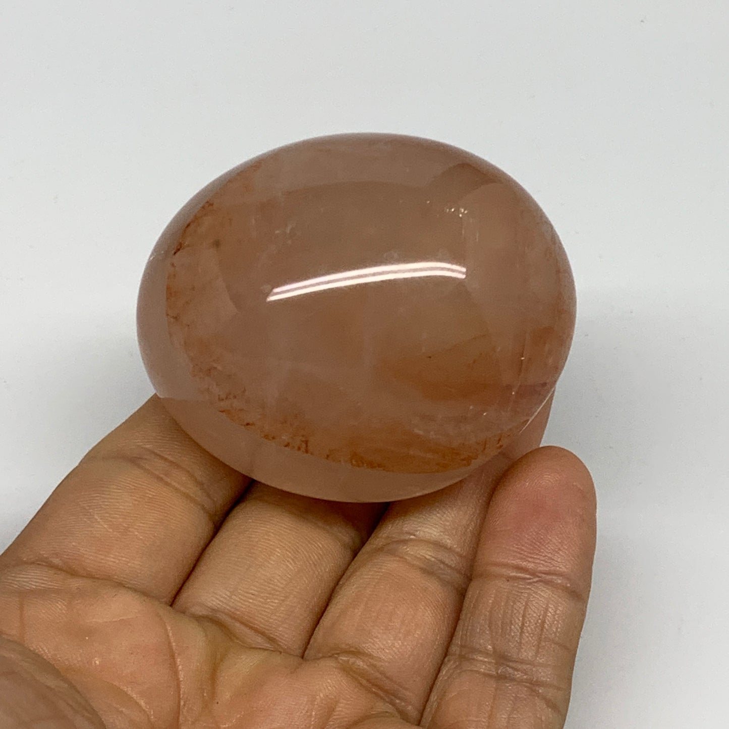 134.2g,2.2"x1.8"x1.5", Red Hematoid Fire Quartz Palm-Stone Crystal Polished, B30