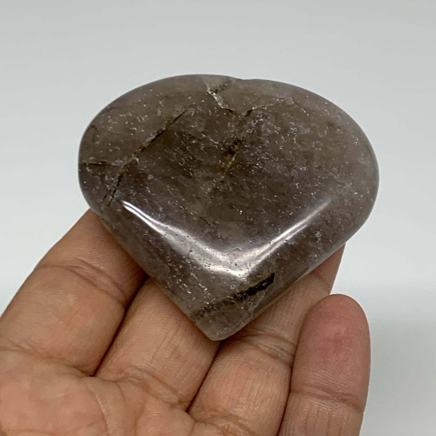 87.4g, 2.2"x2.3"x0.7", Natural Untreated Quartz Heart Crystal Polished, B34885