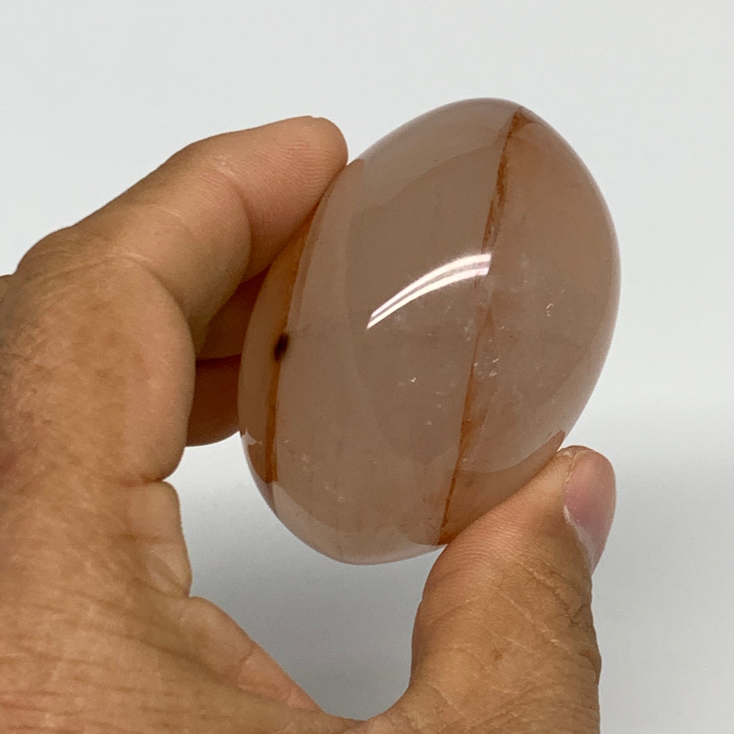 134.2g,2.2"x1.8"x1.5", Red Hematoid Fire Quartz Palm-Stone Crystal Polished, B30