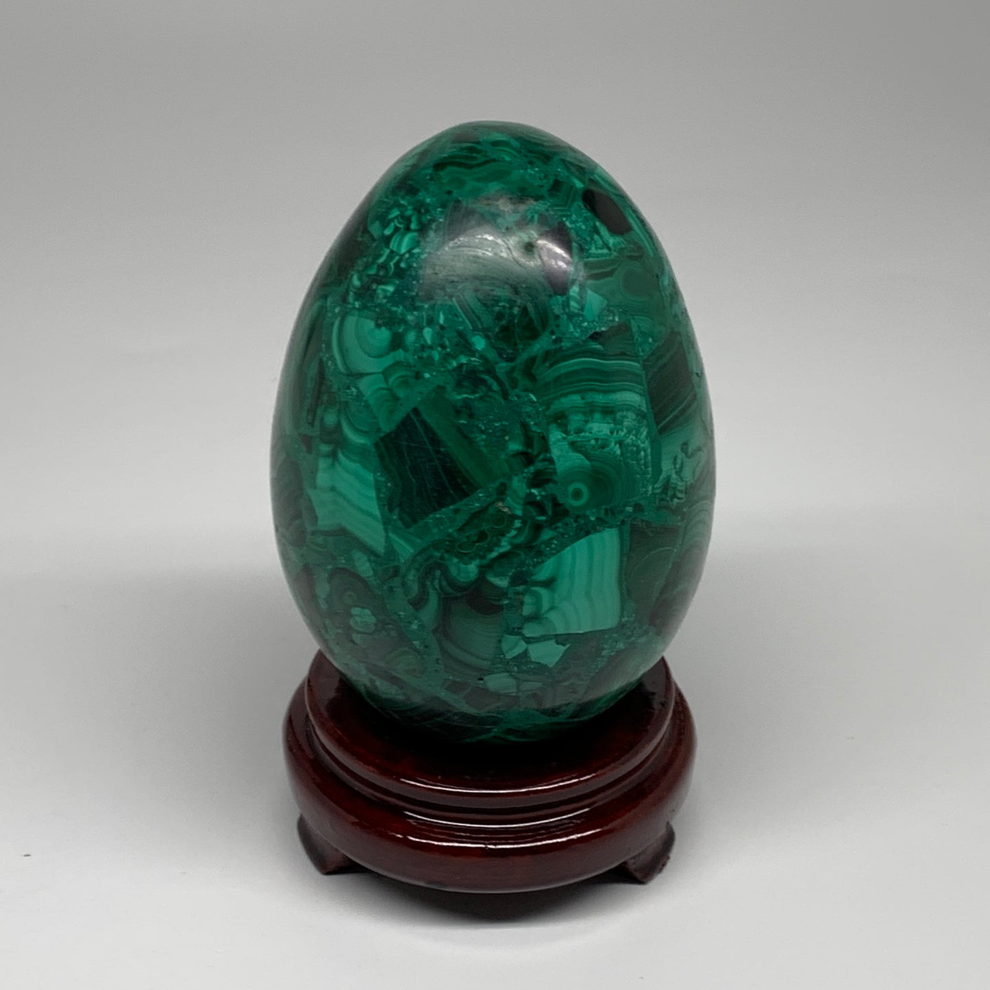 3.86 lbs, 5.2"x3.6", Natural Solid Malachite Egg Polished Gemstone @Congo, B3279