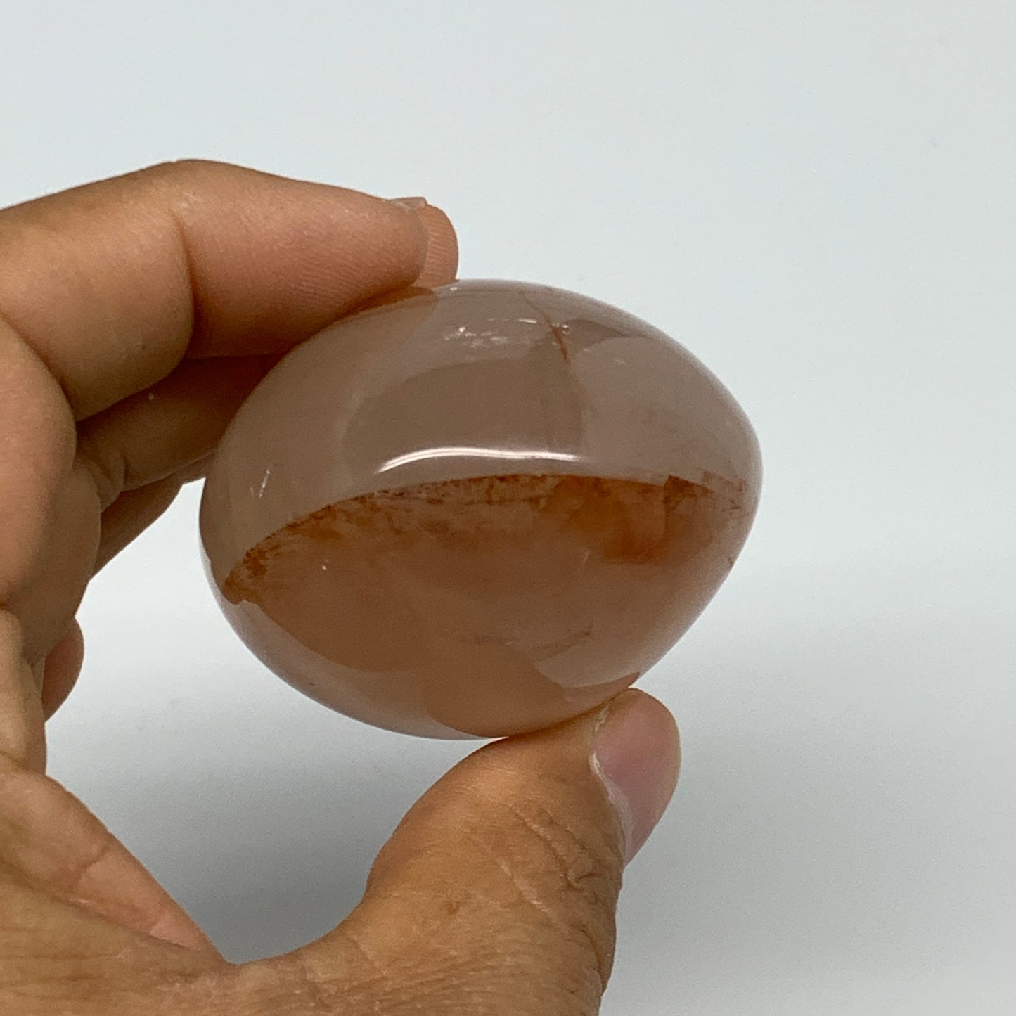 134.2g,2.2"x1.8"x1.5", Red Hematoid Fire Quartz Palm-Stone Crystal Polished, B30