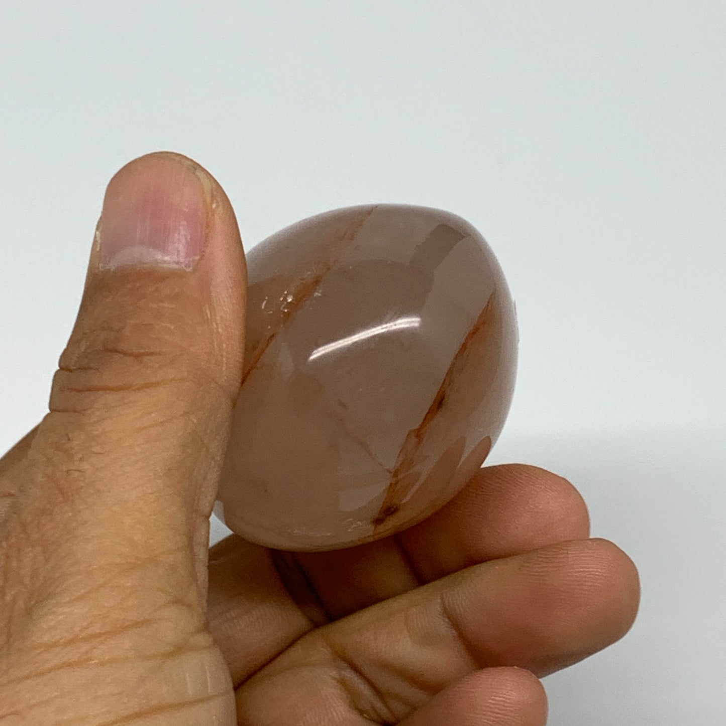 134.2g,2.2"x1.8"x1.5", Red Hematoid Fire Quartz Palm-Stone Crystal Polished, B30