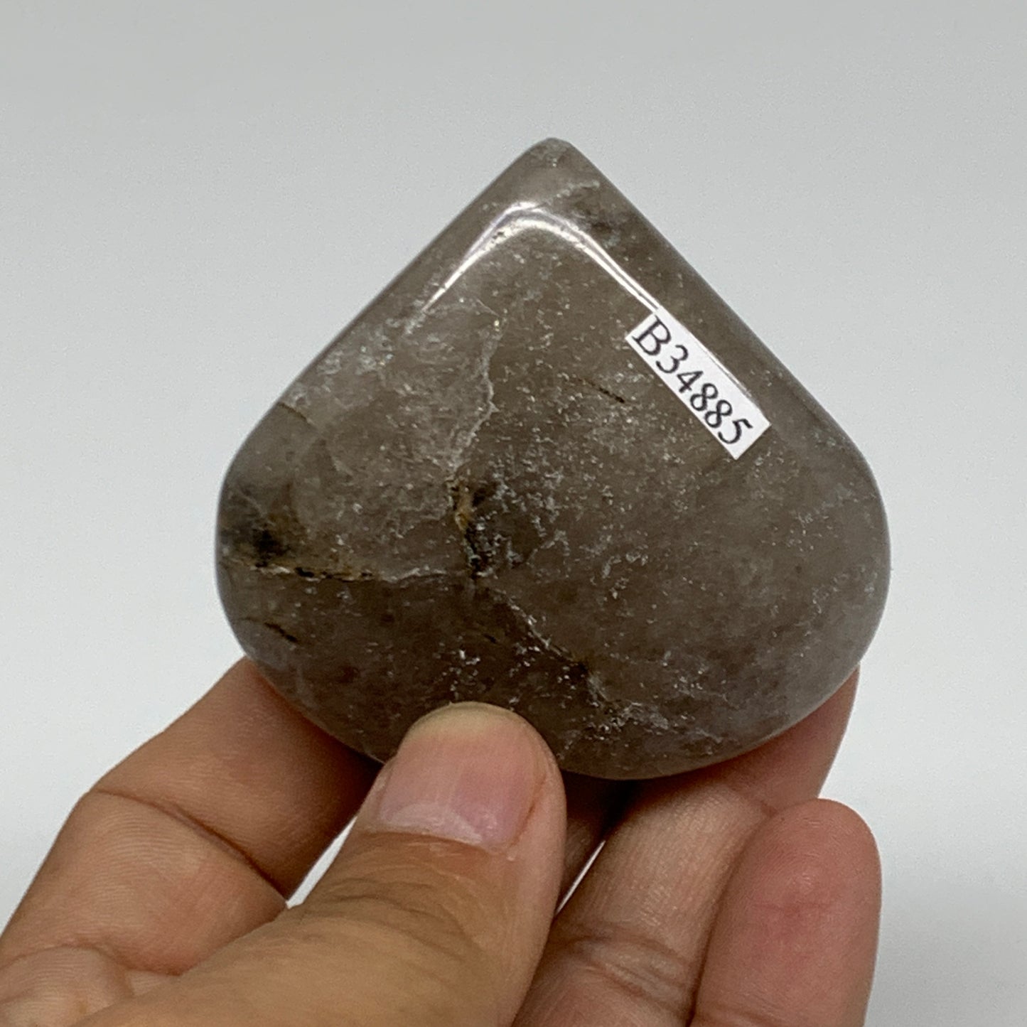 87.4g, 2.2"x2.3"x0.7", Natural Untreated Quartz Heart Crystal Polished, B34885