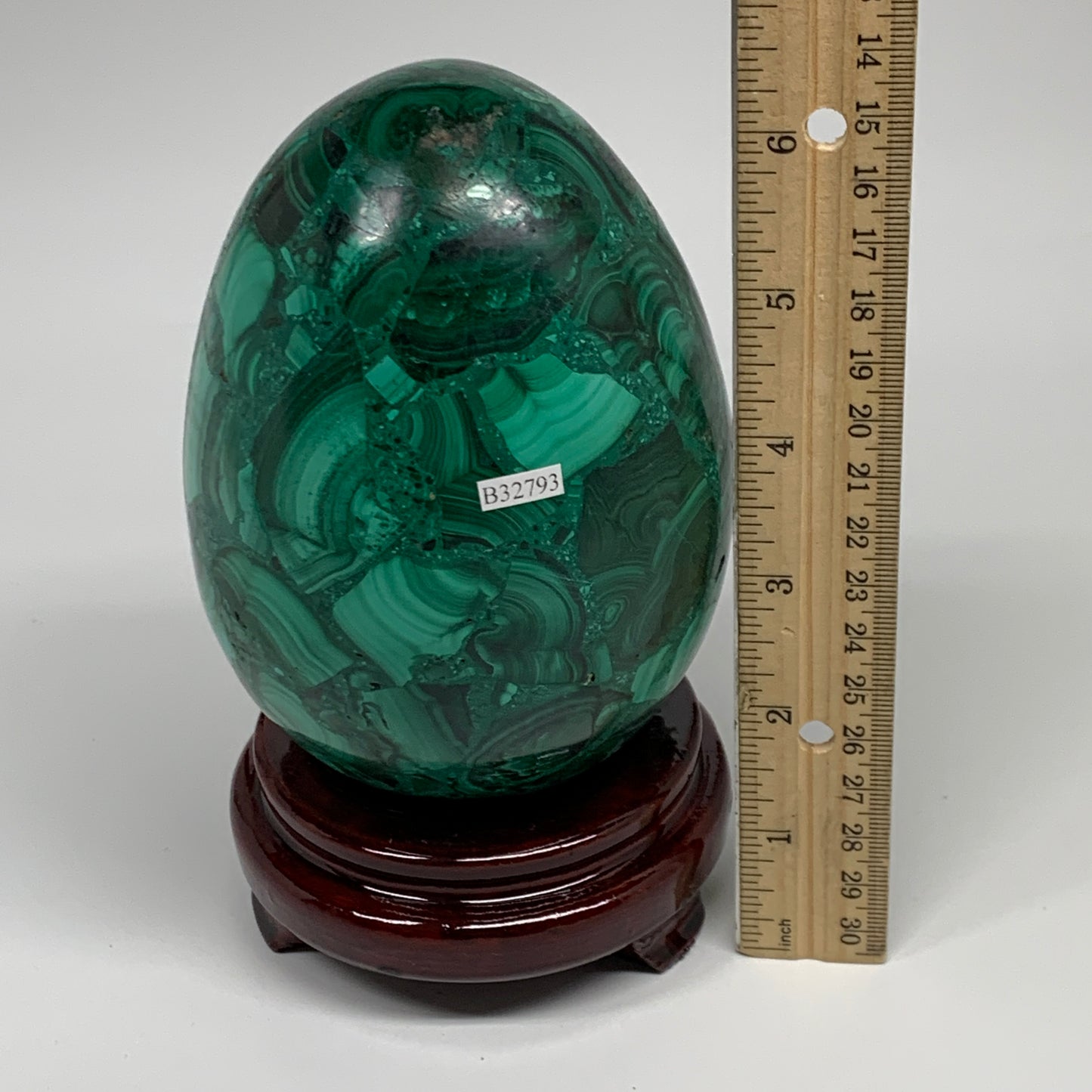 3.86 lbs, 5.2"x3.6", Natural Solid Malachite Egg Polished Gemstone @Congo, B3279