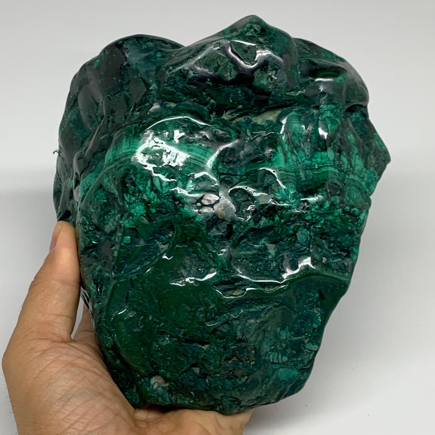 7.12 lbs, 6"x5.7"x4.5" Natural Malachite Freeform Polished @Congo, B32794