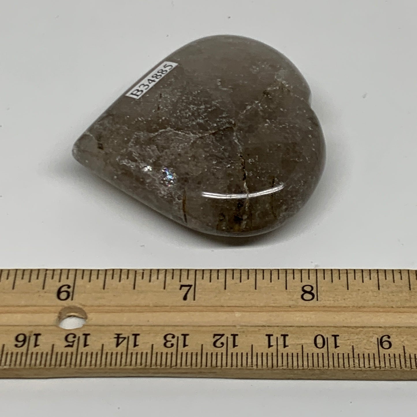 87.4g, 2.2"x2.3"x0.7", Natural Untreated Quartz Heart Crystal Polished, B34885