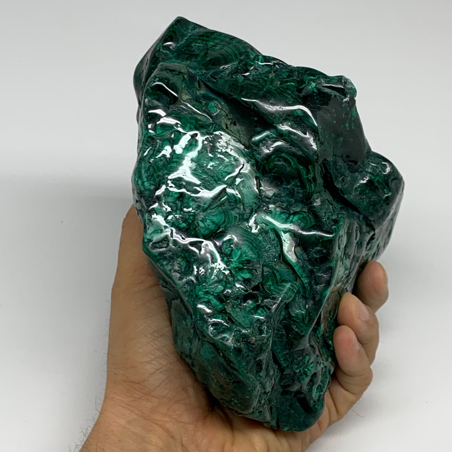 7.12 lbs, 6"x5.7"x4.5" Natural Malachite Freeform Polished @Congo, B32794