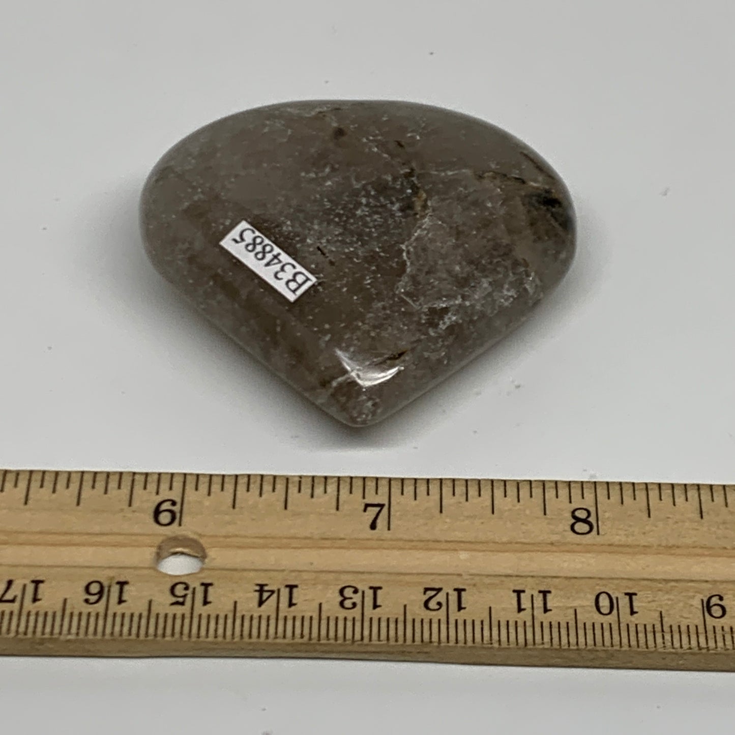 87.4g, 2.2"x2.3"x0.7", Natural Untreated Quartz Heart Crystal Polished, B34885