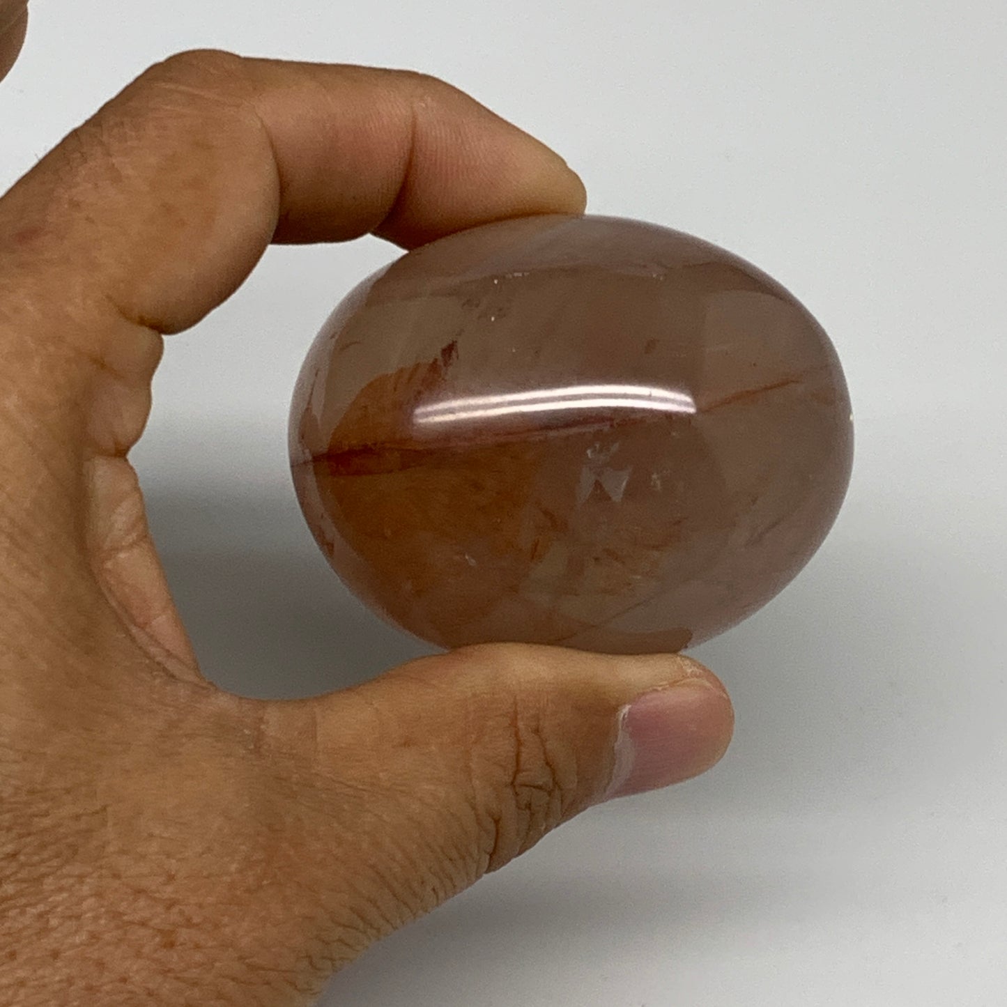 132.9g,2.1"x1.8"x1.5", Red Hematoid Fire Quartz Palm-Stone Crystal Polished, B30