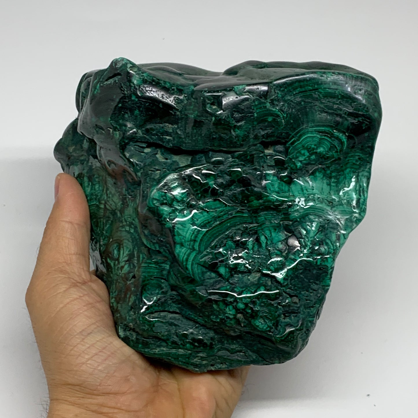 7.12 lbs, 6"x5.7"x4.5" Natural Malachite Freeform Polished @Congo, B32794