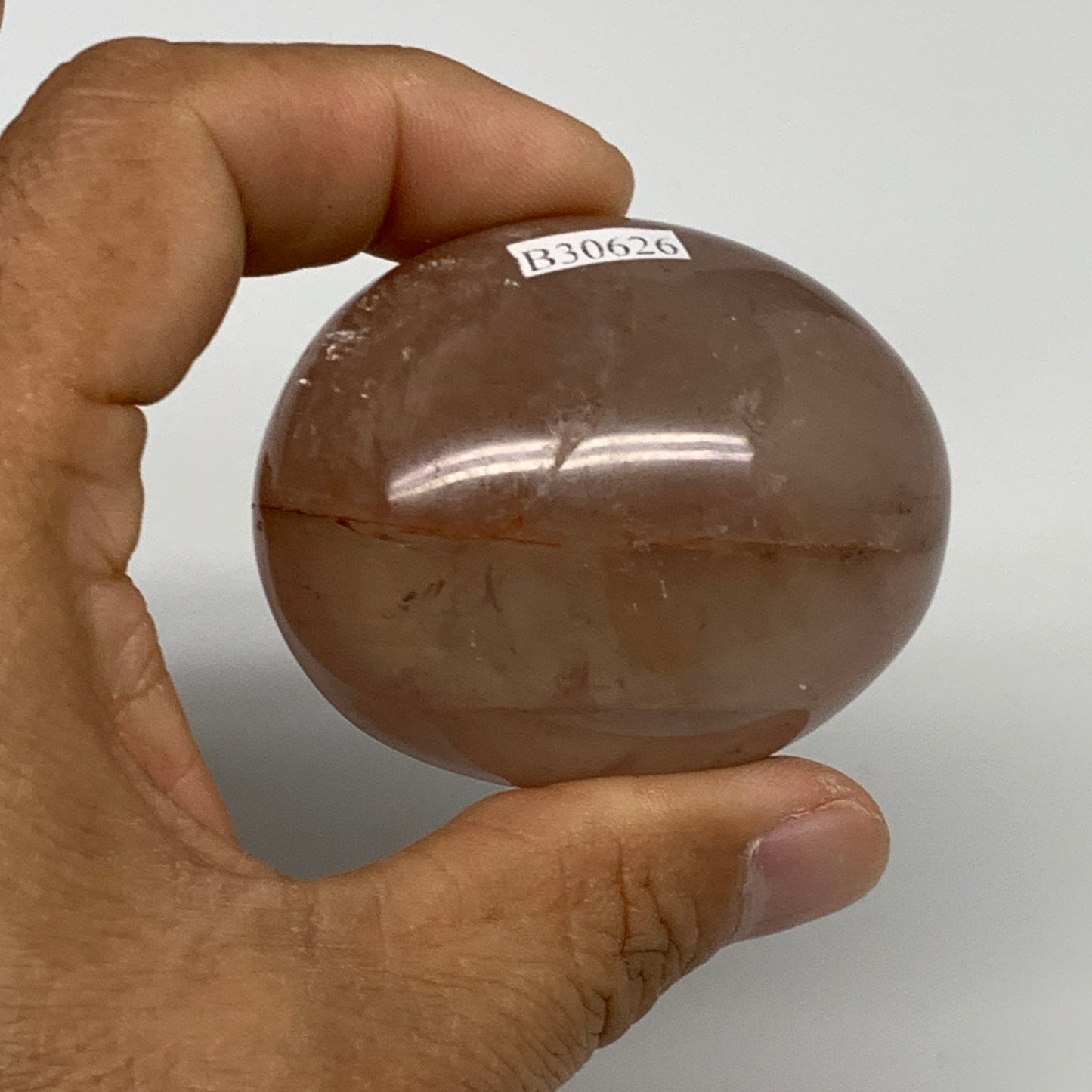 132.9g,2.1"x1.8"x1.5", Red Hematoid Fire Quartz Palm-Stone Crystal Polished, B30