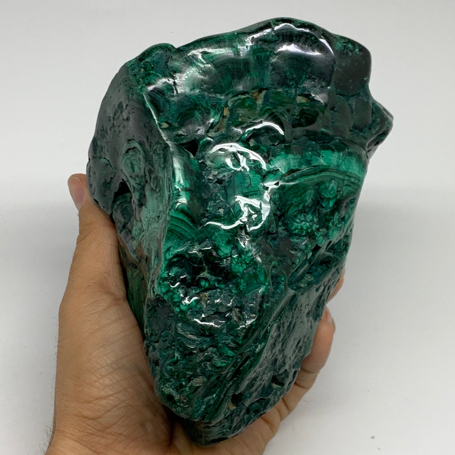 7.12 lbs, 6"x5.7"x4.5" Natural Malachite Freeform Polished @Congo, B32794