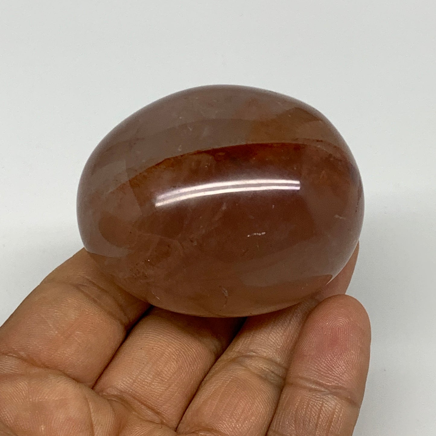 132.9g,2.1"x1.8"x1.5", Red Hematoid Fire Quartz Palm-Stone Crystal Polished, B30