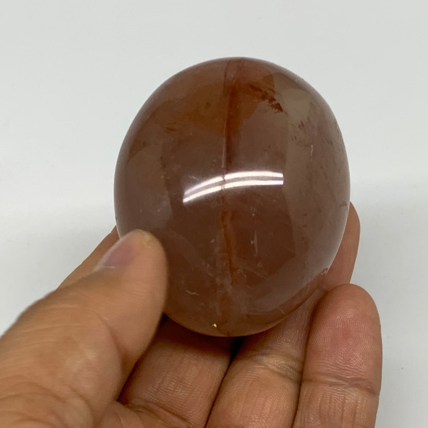 132.9g,2.1"x1.8"x1.5", Red Hematoid Fire Quartz Palm-Stone Crystal Polished, B30