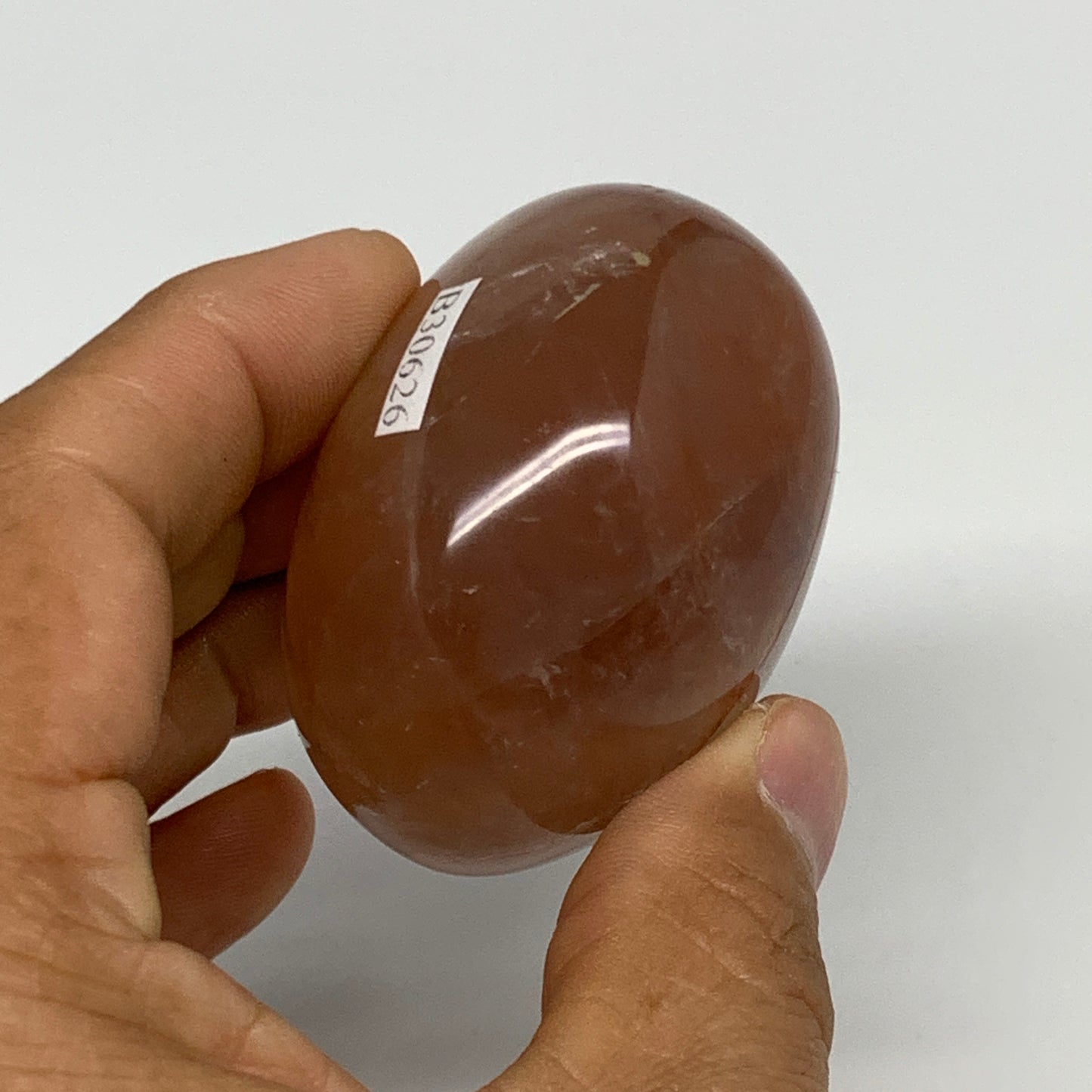 132.9g,2.1"x1.8"x1.5", Red Hematoid Fire Quartz Palm-Stone Crystal Polished, B30