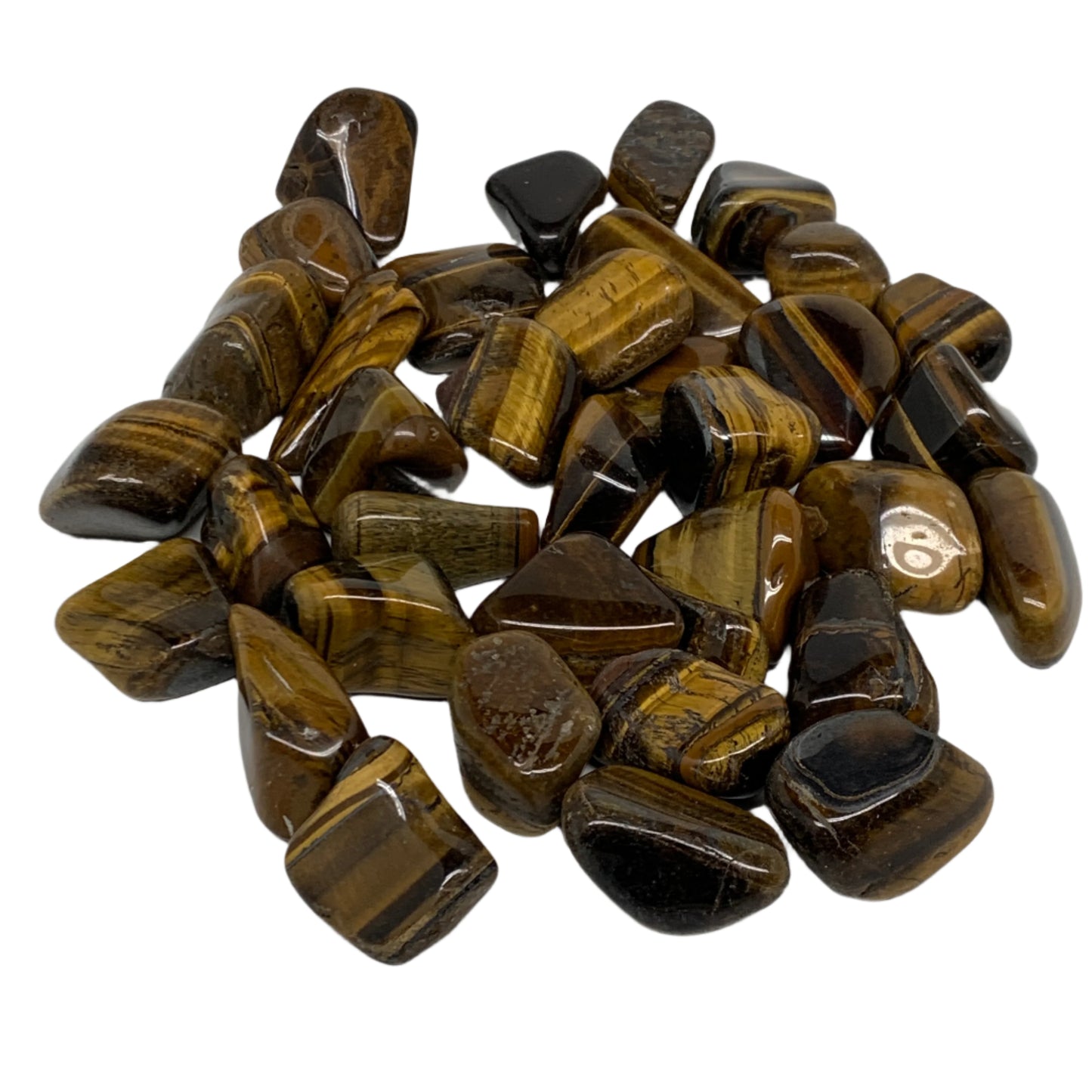 2.2 Lbs, 1"-2", 36pc, Tiger's Eye Tumbled Polished Wholesale , B37085