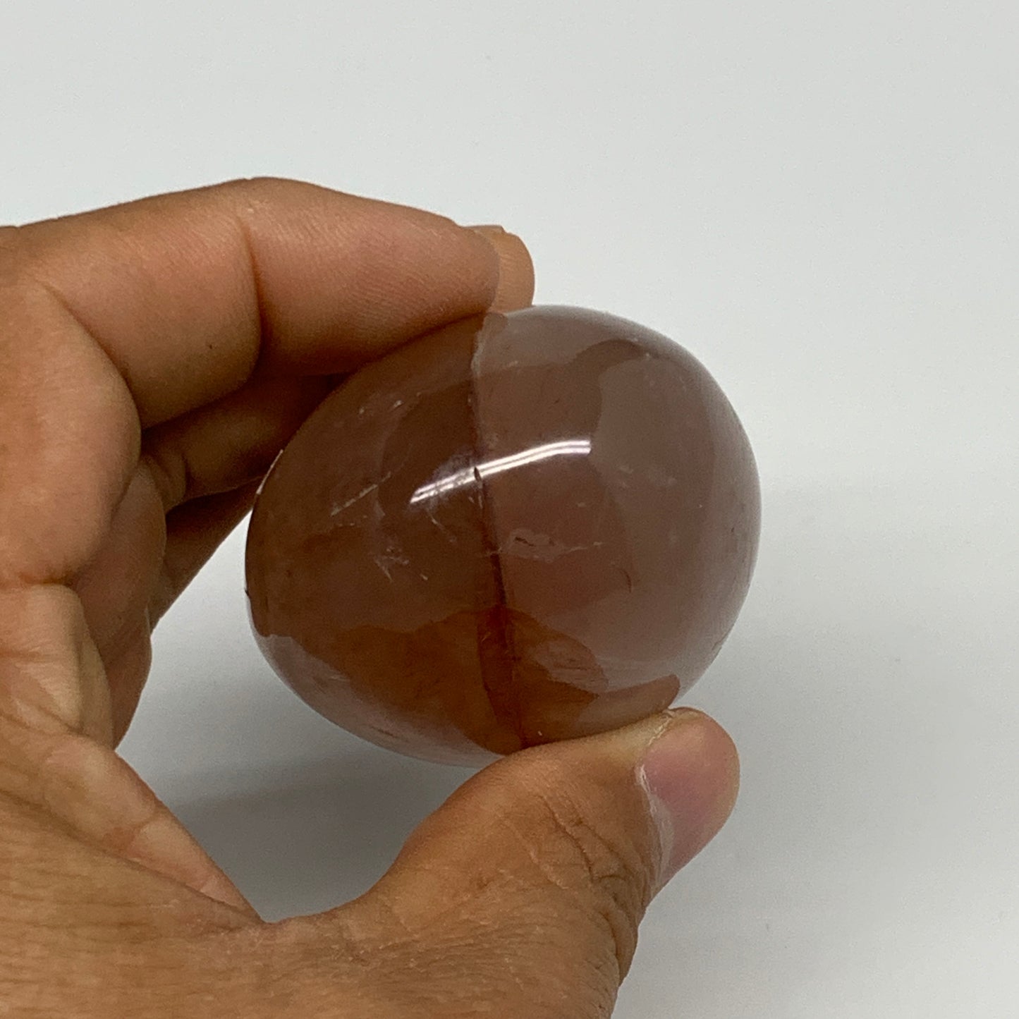 132.9g,2.1"x1.8"x1.5", Red Hematoid Fire Quartz Palm-Stone Crystal Polished, B30