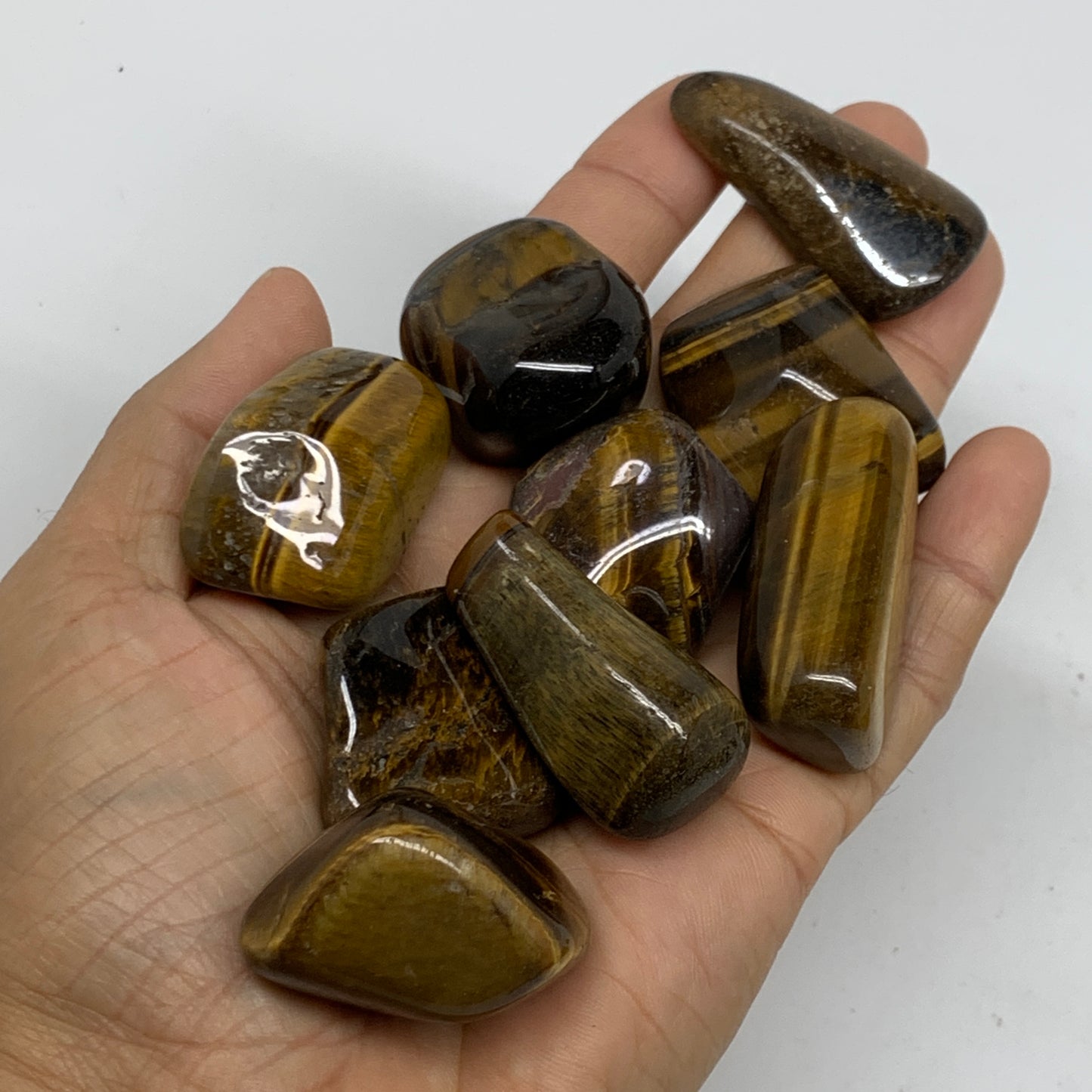 2.2 Lbs, 1"-2", 36pc, Tiger's Eye Tumbled Polished Wholesale , B37085