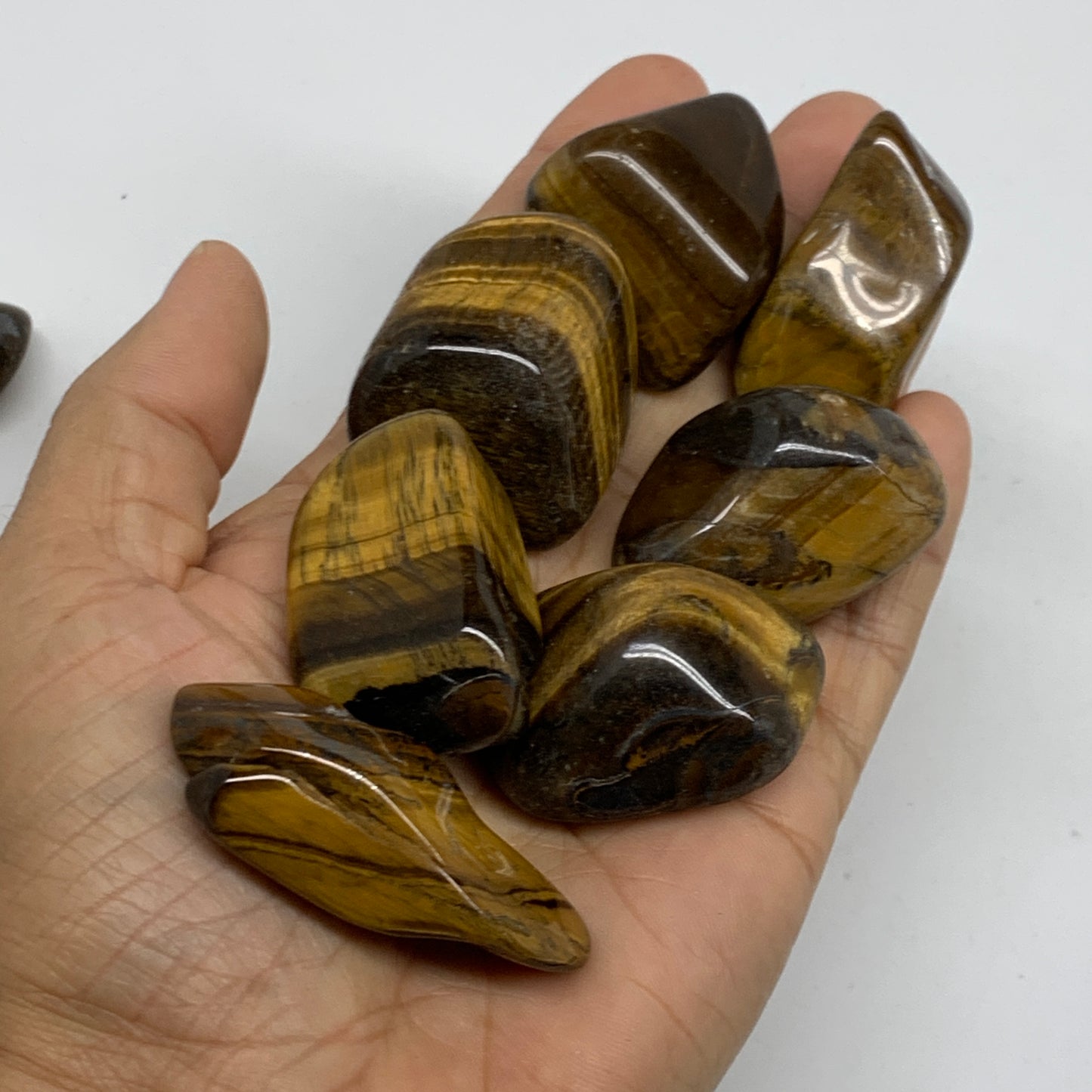 2.2 Lbs, 1"-2", 36pc, Tiger's Eye Tumbled Polished Wholesale , B37085