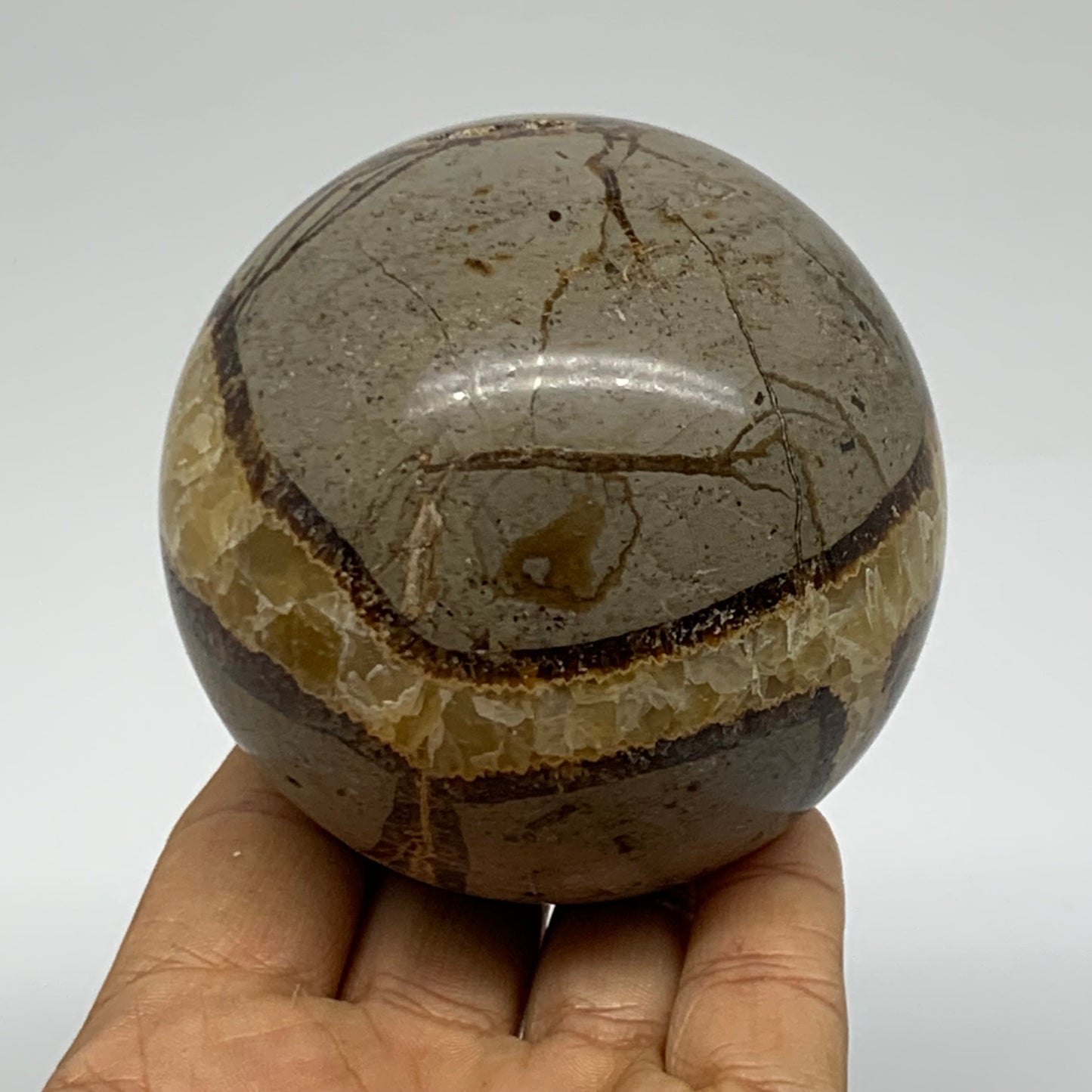 1.3 lbs, 3" (75mm), Natural Septarian Sphere Crystal Gemstone Ball, B37928
