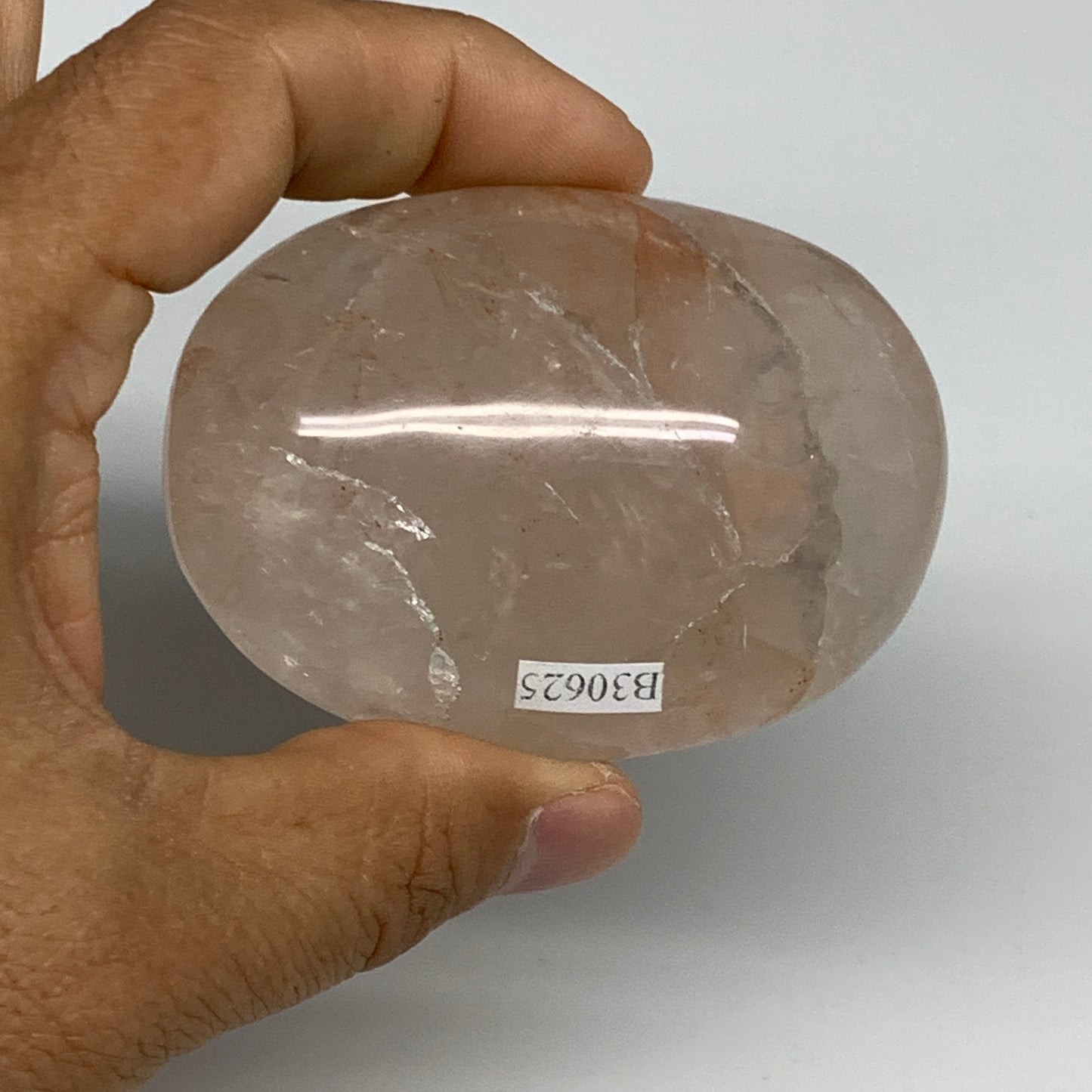 151.9g,2.7"x2"x1.2", Red Hematoid Fire Quartz Palm-Stone Crystal Polished, B3062