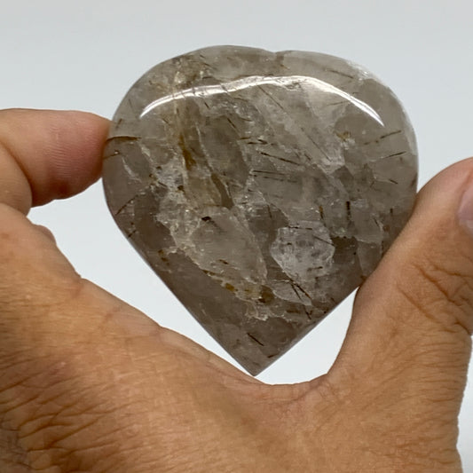 89.2g, 2.2"x2.1"x0.8", Natural Untreated Quartz Heart Crystal Polished Gems, B34