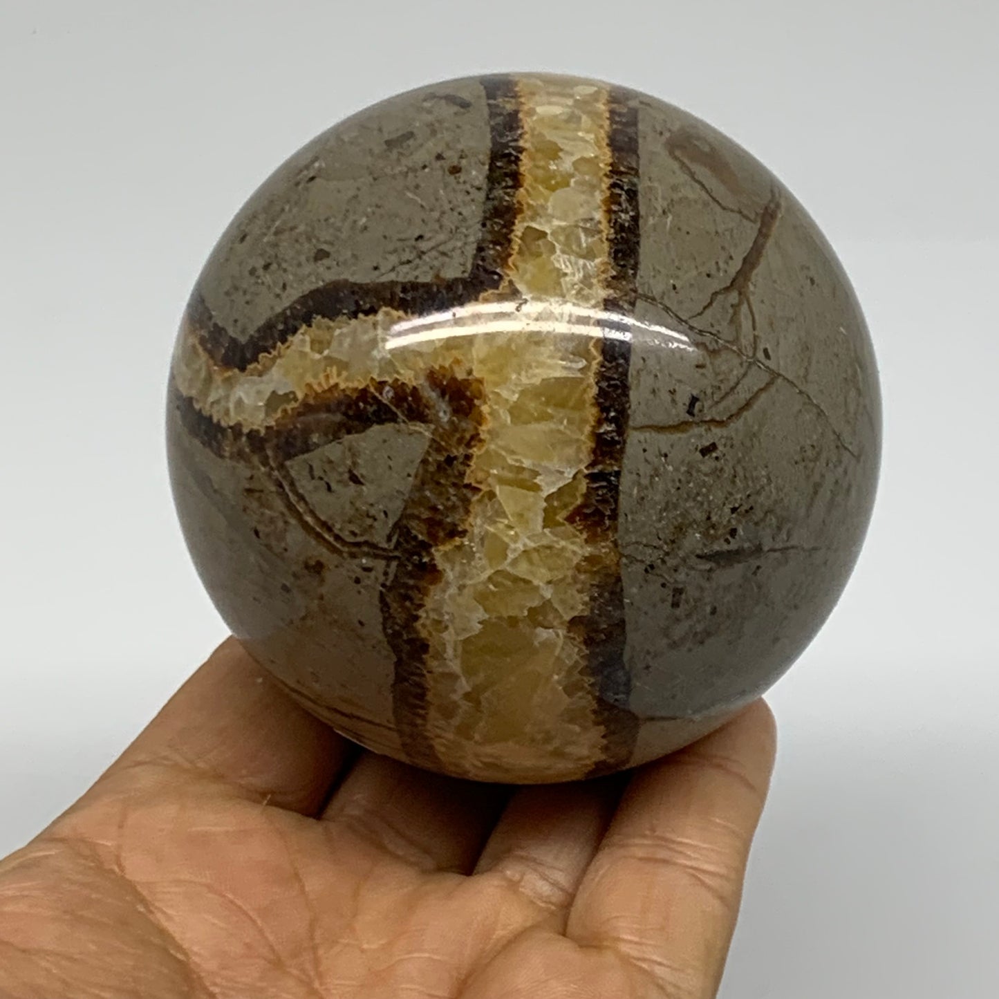 1.3 lbs, 3" (75mm), Natural Septarian Sphere Crystal Gemstone Ball, B37928
