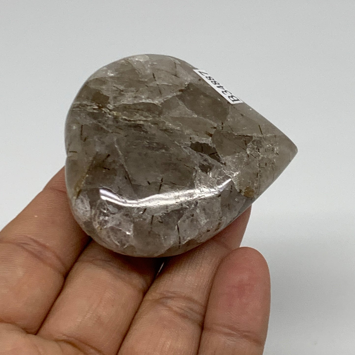 89.2g, 2.2"x2.1"x0.8", Natural Untreated Quartz Heart Crystal Polished Gems, B34