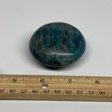 137.2g, 2.2"x2.2x1.1", Blue Apatite Palm-Stone Polished @Madagascar, B31487