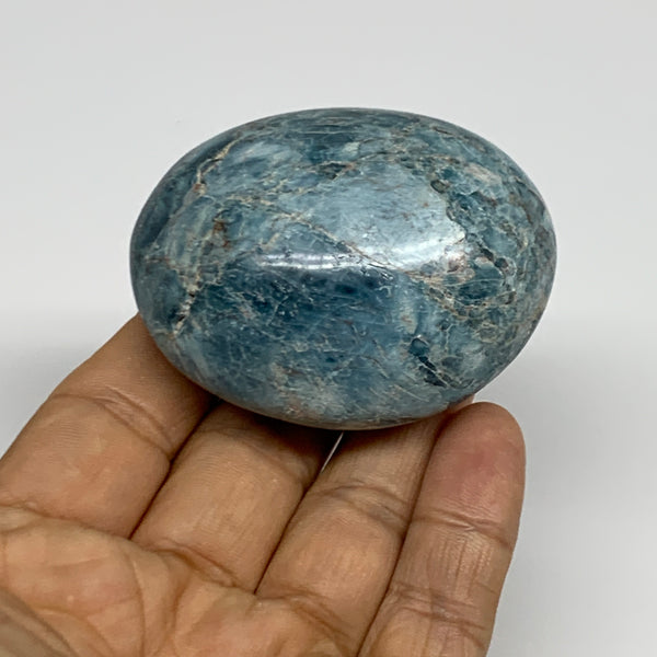 144g, 2.4"x1.9x1.2", Blue Apatite Palm-Stone Polished @Madagascar, B31488