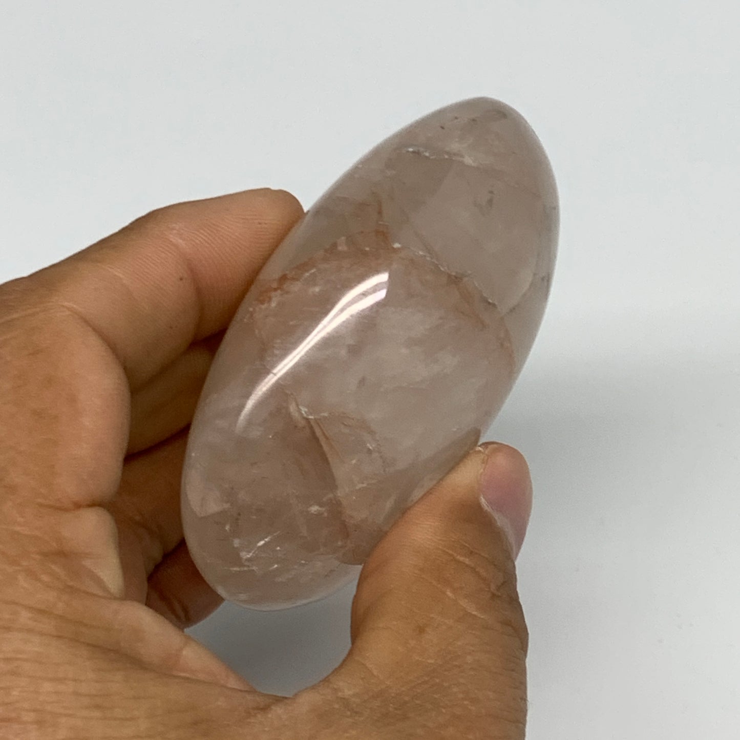 151.9g,2.7"x2"x1.2", Red Hematoid Fire Quartz Palm-Stone Crystal Polished, B3062