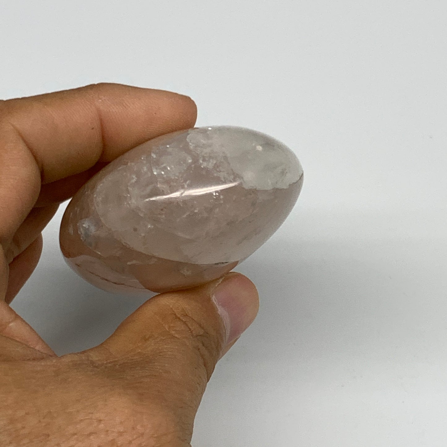 151.9g,2.7"x2"x1.2", Red Hematoid Fire Quartz Palm-Stone Crystal Polished, B3062