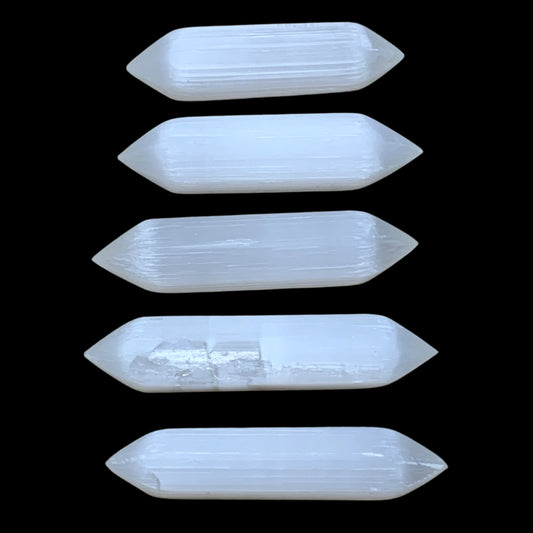 25pc, 55g-95g, 3.8"-4.1" Natural Solid Selenite Crystal Double Point, B35623
