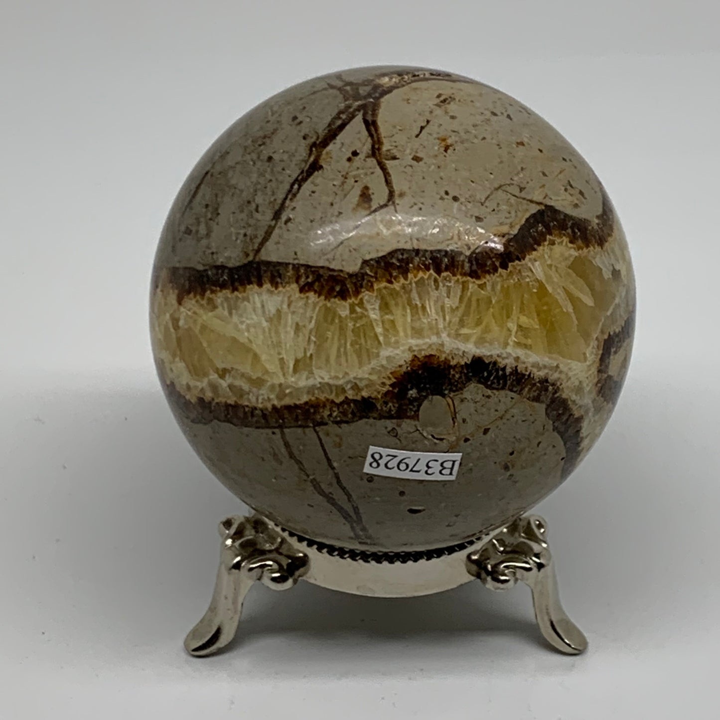 1.3 lbs, 3" (75mm), Natural Septarian Sphere Crystal Gemstone Ball, B37928