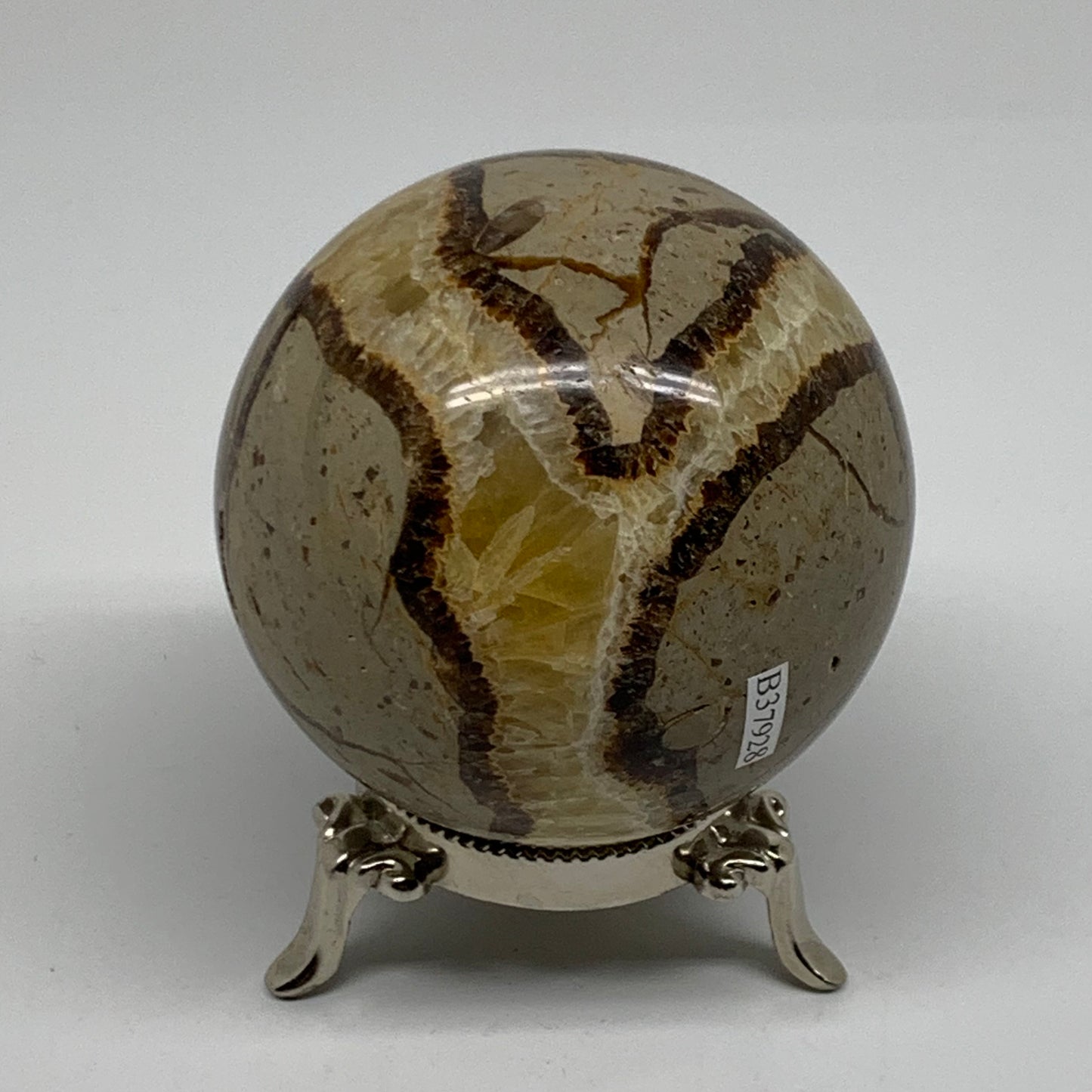 1.3 lbs, 3" (75mm), Natural Septarian Sphere Crystal Gemstone Ball, B37928