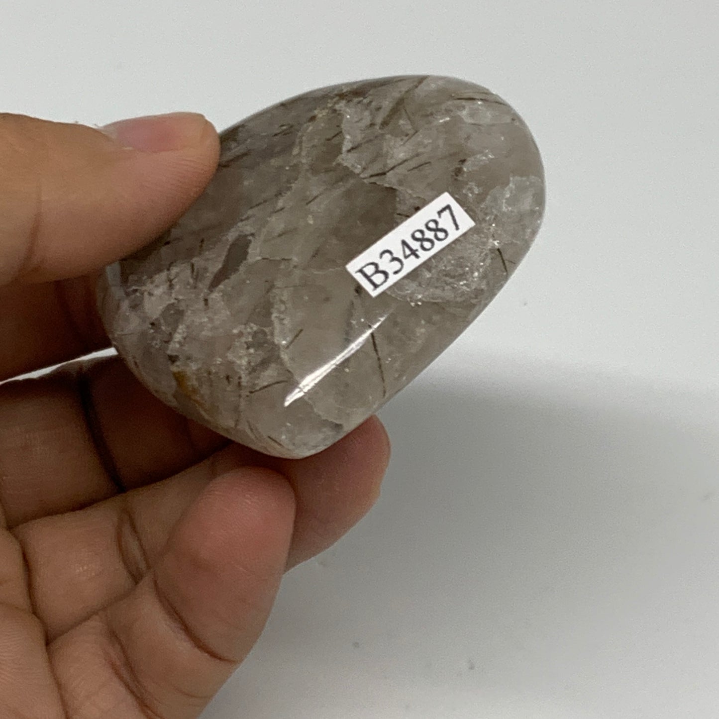 89.2g, 2.2"x2.1"x0.8", Natural Untreated Quartz Heart Crystal Polished Gems, B34