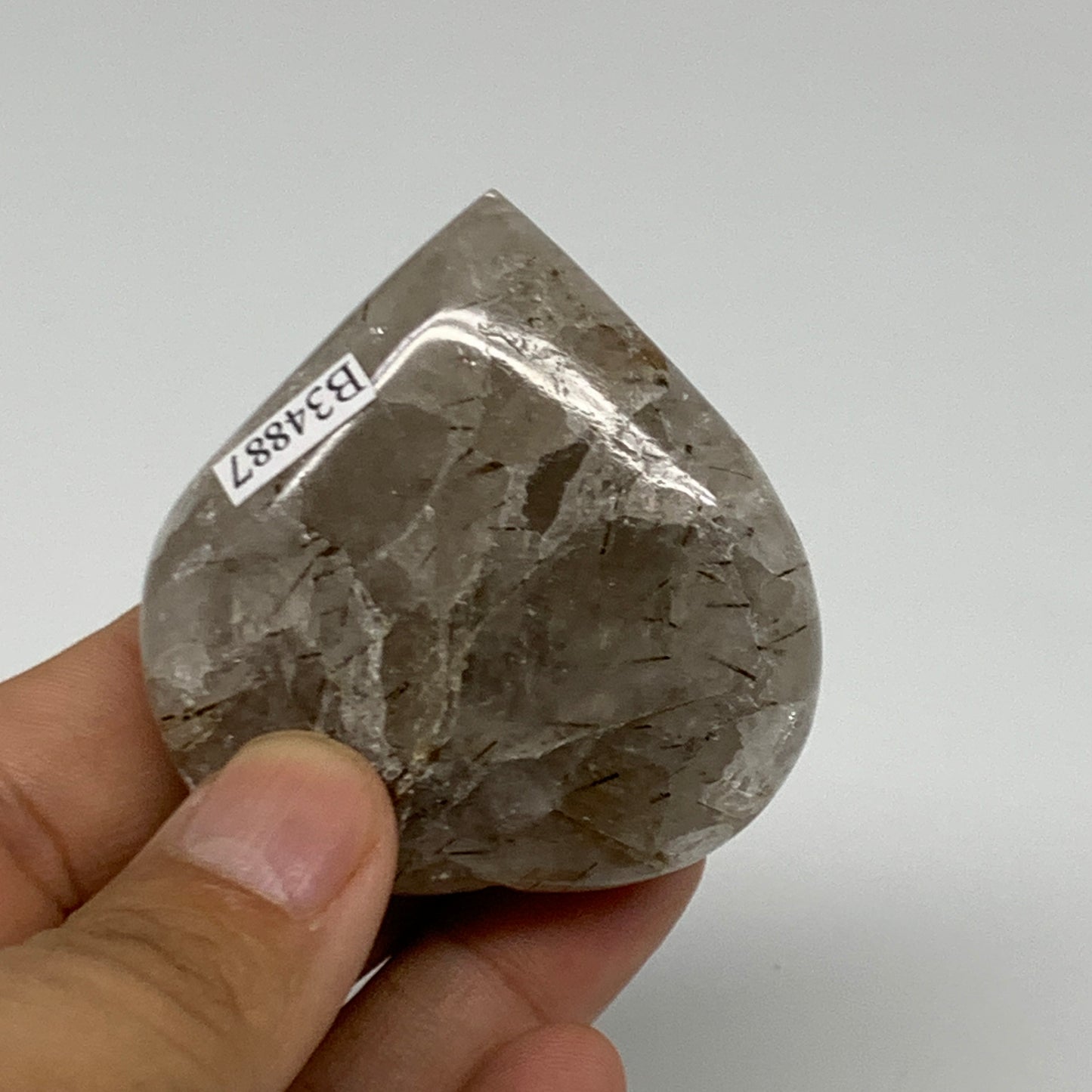 89.2g, 2.2"x2.1"x0.8", Natural Untreated Quartz Heart Crystal Polished Gems, B34