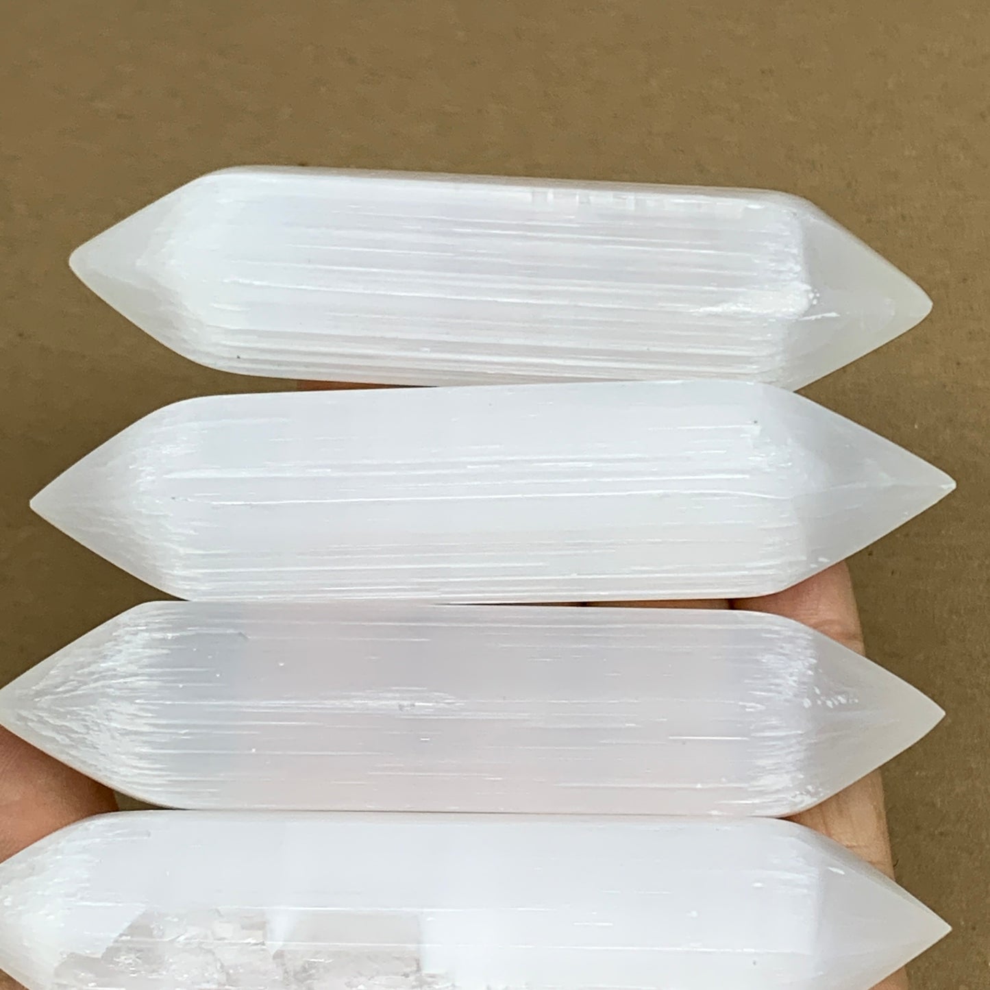 1pc, 55g-95g, 3.8"-4.1" Natural Solid Selenite Crystal Double Point, B35623
