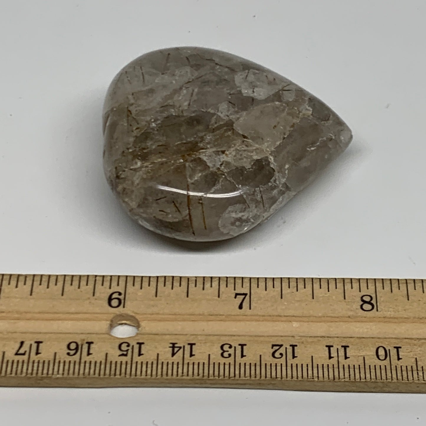 89.2g, 2.2"x2.1"x0.8", Natural Untreated Quartz Heart Crystal Polished Gems, B34