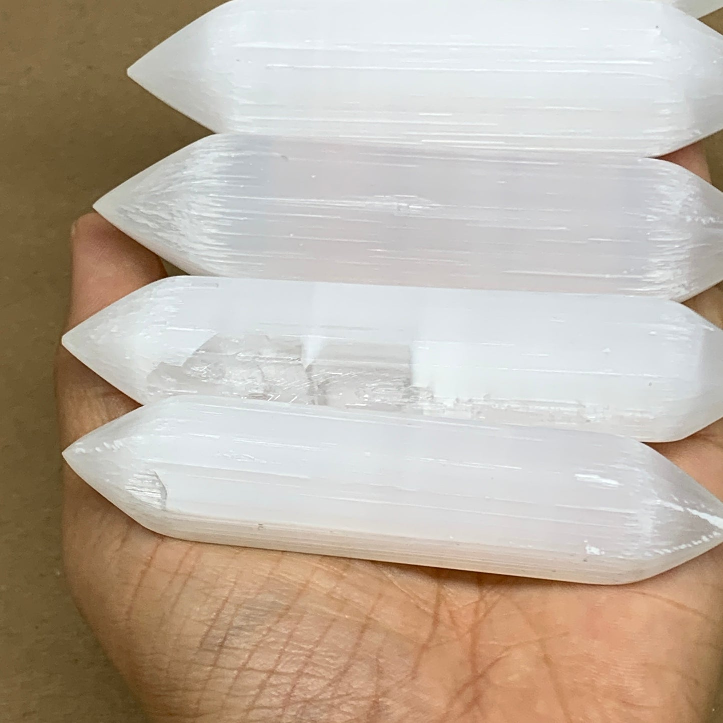 1pc, 55g-95g, 3.8"-4.1" Natural Solid Selenite Crystal Double Point, B35623