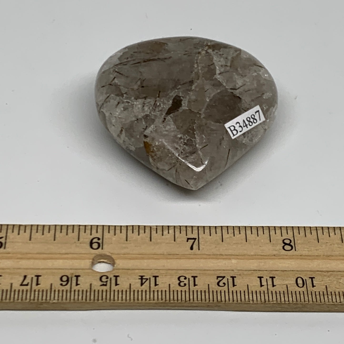 89.2g, 2.2"x2.1"x0.8", Natural Untreated Quartz Heart Crystal Polished Gems, B34