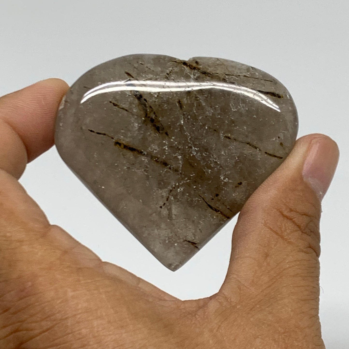 67.8g, 2"x2.3"x0.6", Natural Untreated Quartz Heart Crystal Polished Gems, B3488